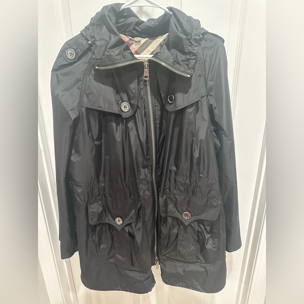 Burberry brit Black Raincoat Jacket with Iconic Check Lining